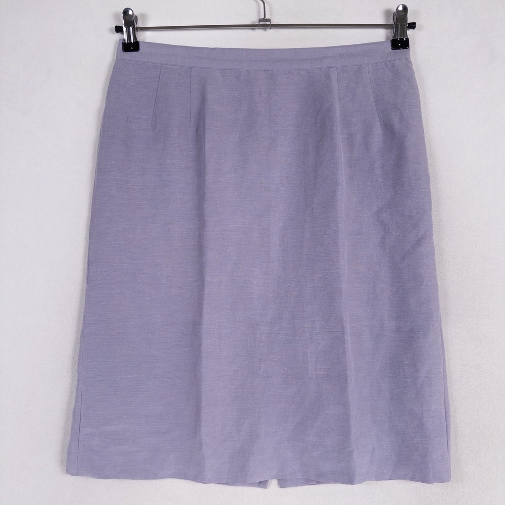 Kasper & Company ASL Skirt 12 PETITE Blue Purple Linen Blend Career Casual
